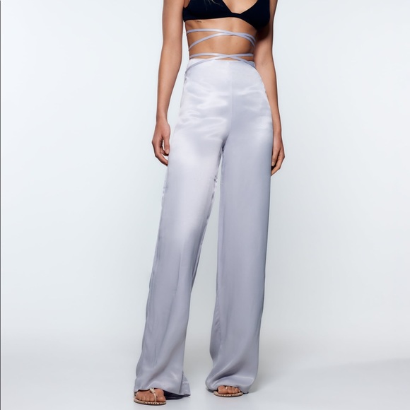 FULL-LENGTH SATIN TROUSERS - Picture 2 of 6